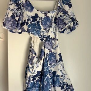 Floral Blue and White Mini Dress